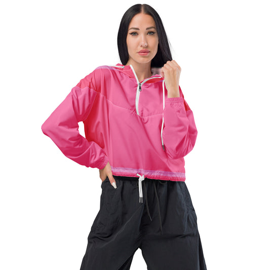 All-Over Print Women’s Cropped Windbreaker Brink Pink