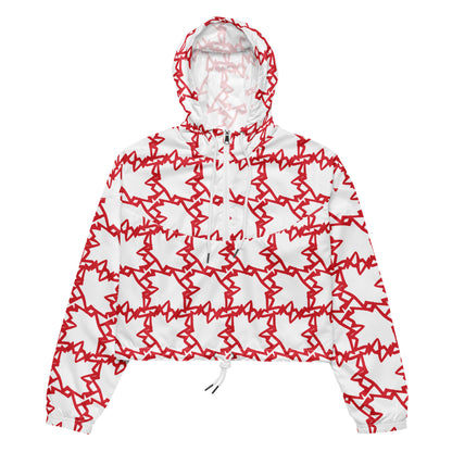 Women’s Cropped Windbreaker Maple Leaves | All-Over Print