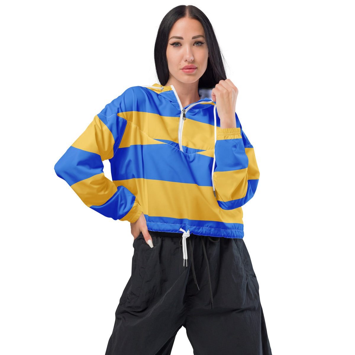 Women’s Ukraine Flags Cropped Windbreaker | All-Over Print
