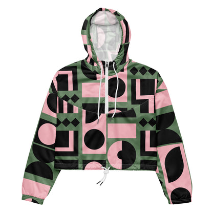 Women’s Mod Geometric Cropped Windbreaker | All-Over Print