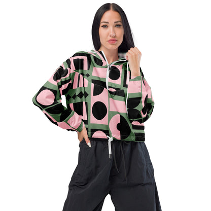 Women’s Mod Geometric Cropped Windbreaker | All-Over Print