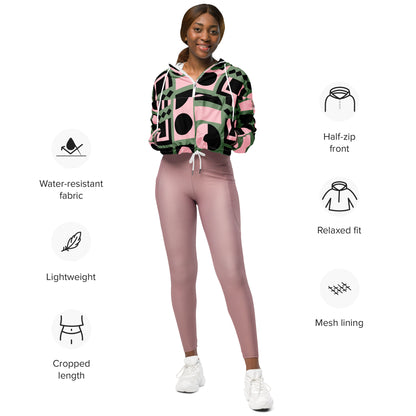 Women’s Mod Geometric Cropped Windbreaker | All-Over Print