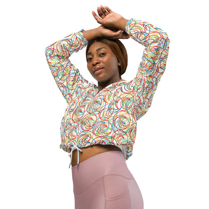 Women’s Colorful Rings Cropped Windbreaker | All-Over Print