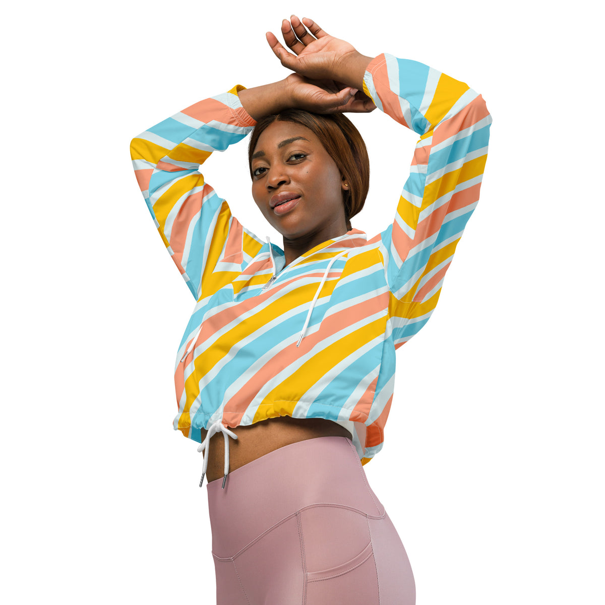 Women’s Cropped Windbreaker Sherbert Swirl | All-Over Print