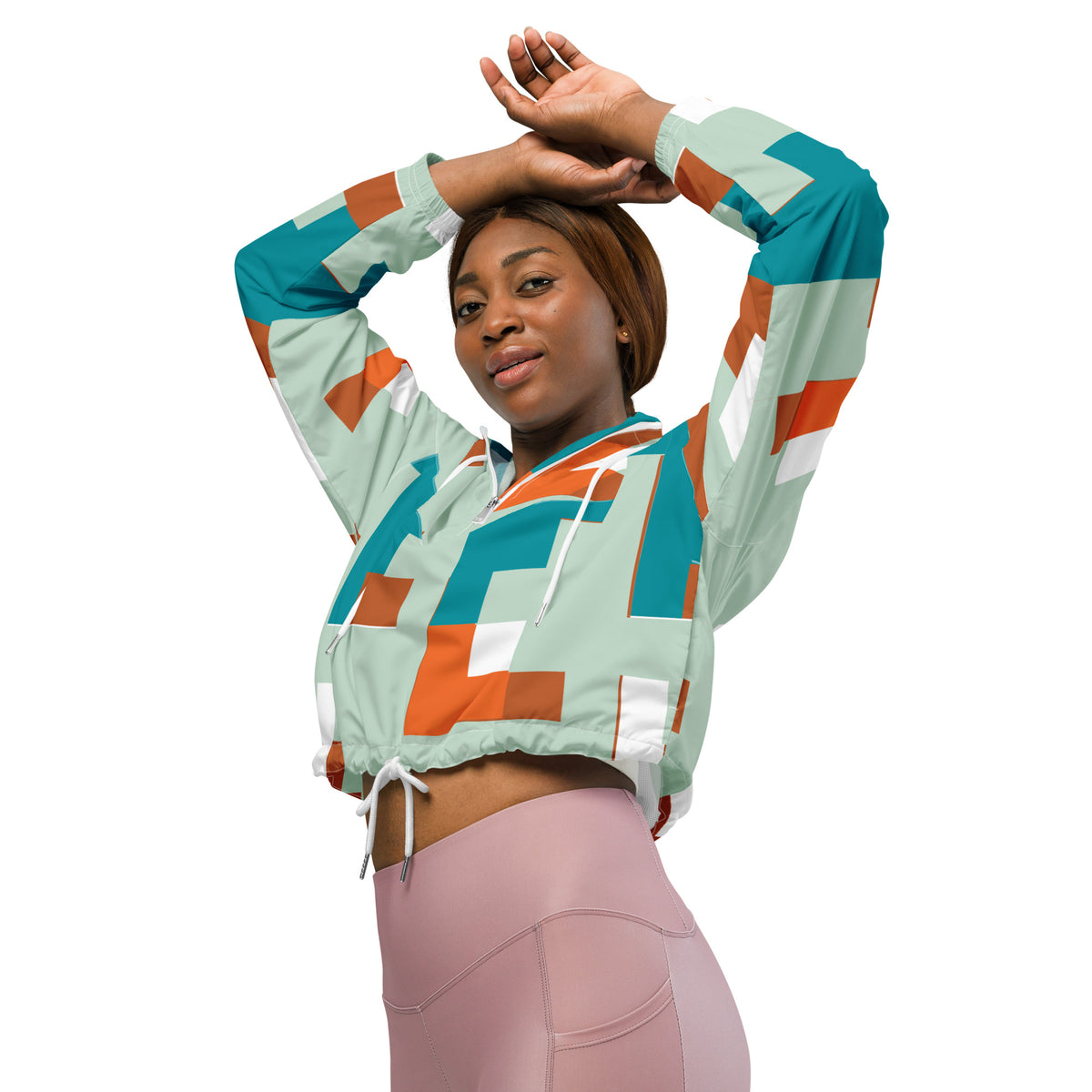 Women’s Cropped Windbreaker Abstract Edgewater | All-Over Print