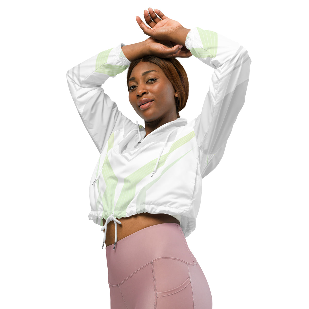 Women’s Geometric Cyber Track Cropped Windbreake | All-Over Print