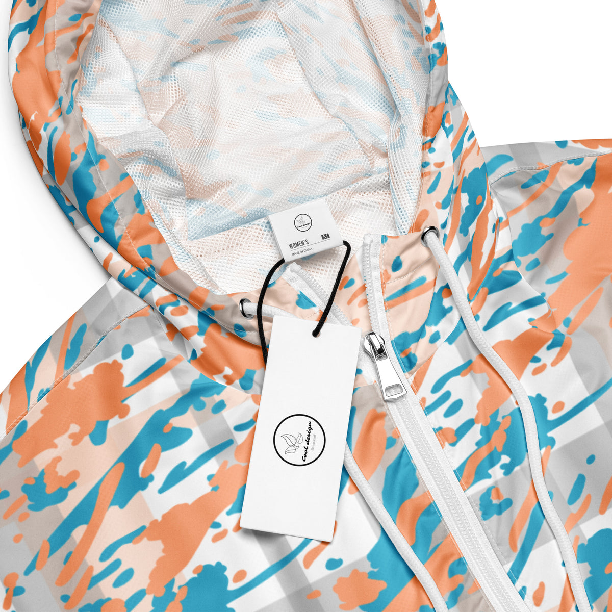 Women’s Triangle Geometric Cropped Windbreaker | All-Over Print