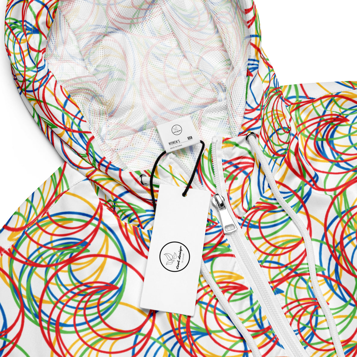 Women’s Colorful Rings Cropped Windbreaker | All-Over Print