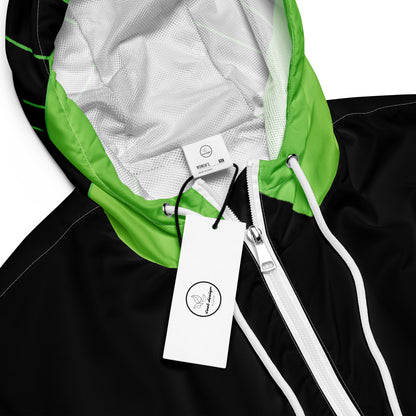 Women’s Neon Green V-Line Cropped Windbreakern | All-Over Print