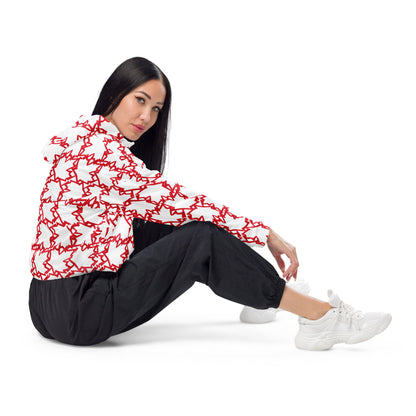 Women’s Cropped Windbreaker Maple Leaves | All-Over Print