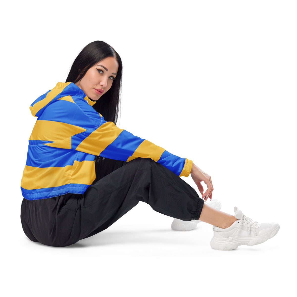 Women’s Ukraine Flags Cropped Windbreaker | All-Over Print