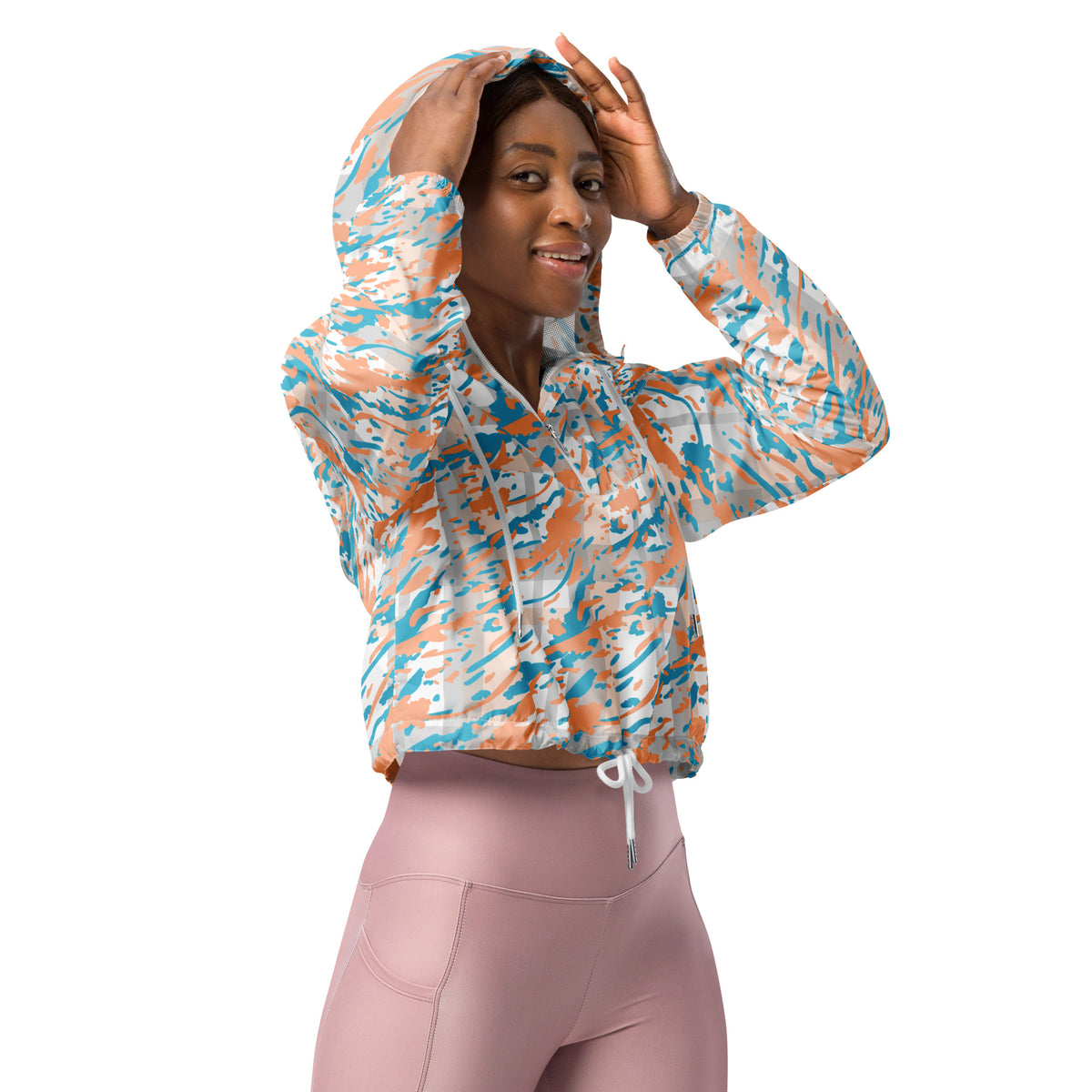 Women’s Triangle Geometric Cropped Windbreaker | All-Over Print