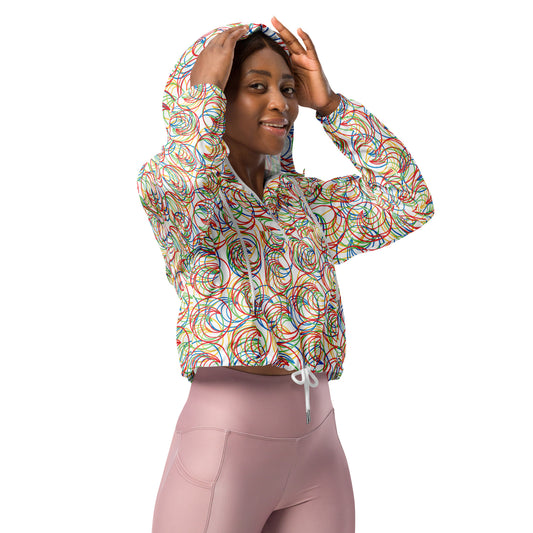 All-Over Print Women’s Cropped Windbreaker Colorful Rings