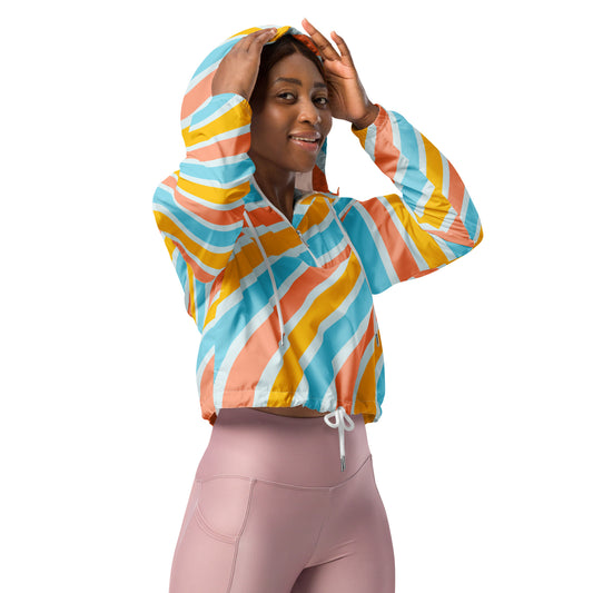 All-Over Print Women’s Cropped Windbreaker Sherbert Swirl