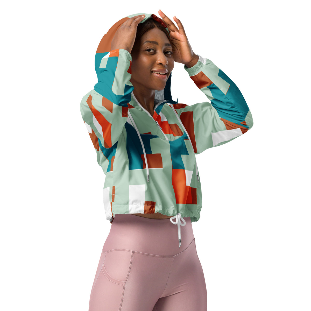 Women’s Cropped Windbreaker Abstract Edgewater | All-Over Print