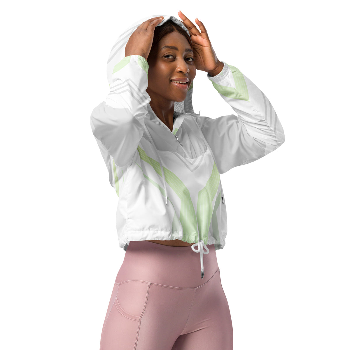 Women’s Geometric Cyber Track Cropped Windbreake | All-Over Print