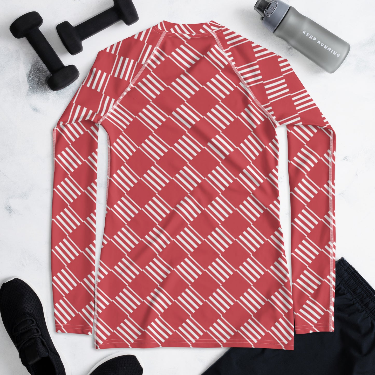 All-Over Print Women's Rash Guard Love Pattern Stripes Diamonds Mandy 2