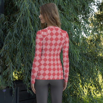 All-Over Print Women's Rash Guard Love Pattern Stripes Diamonds Mandy 2