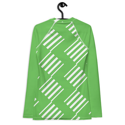 All-Over Print Women's Rash Guard Love Pattern Stripes Diamonds Mantis