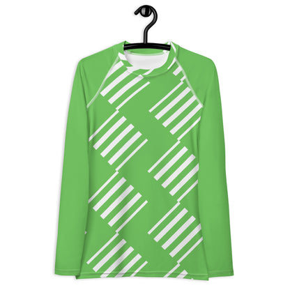 All-Over Print Women's Rash Guard Love Pattern Stripes Diamonds Mantis