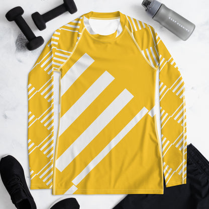 All-Over Print Women's Rash Guard Love Pattern Stripes Yellow