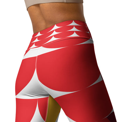 All-Over Print Yoga Leggings Mushrooms Red Alizarin