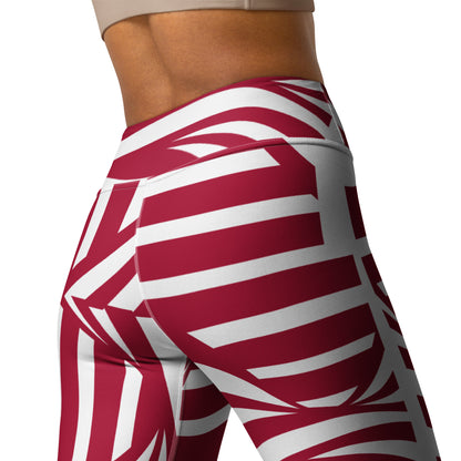 Yoga Leggings with Pocket Radom Stripes Carmine