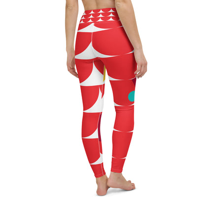 All-Over Print Yoga Leggings Mushrooms Red Alizarin