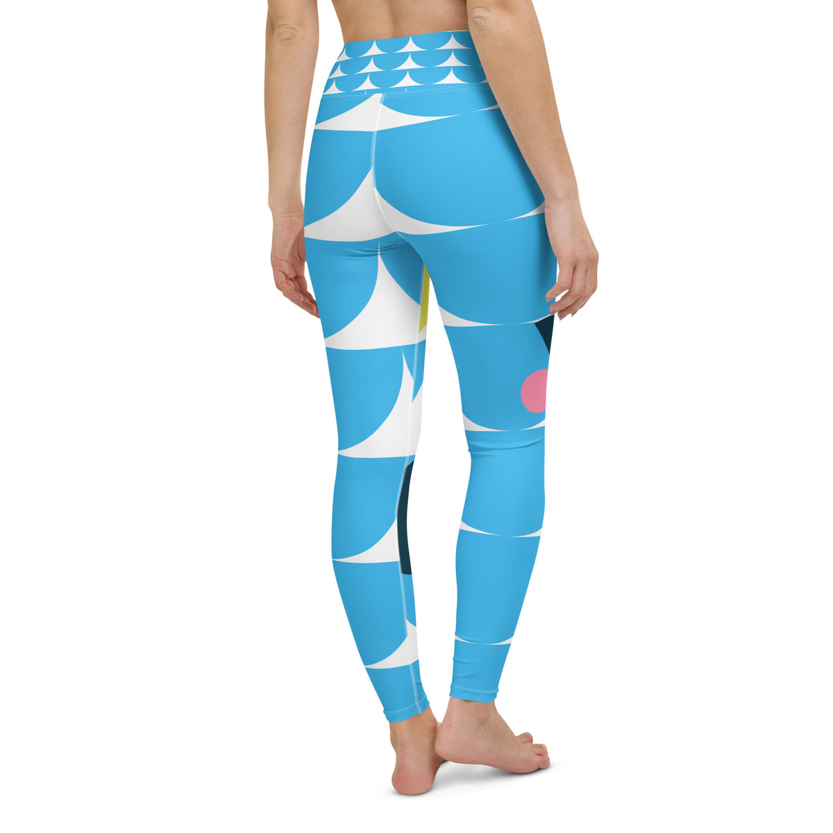 All-Over Print Yoga Leggings Mushrooms Deep Sky Blue