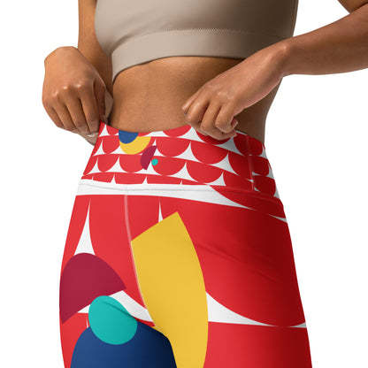All-Over Print Yoga Leggings Mushrooms Red Alizarin