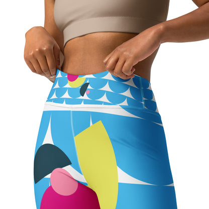 All-Over Print Yoga Leggings Mushrooms Deep Sky Blue