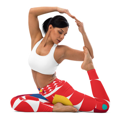 All-Over Print Yoga Leggings Mushrooms Red Alizarin