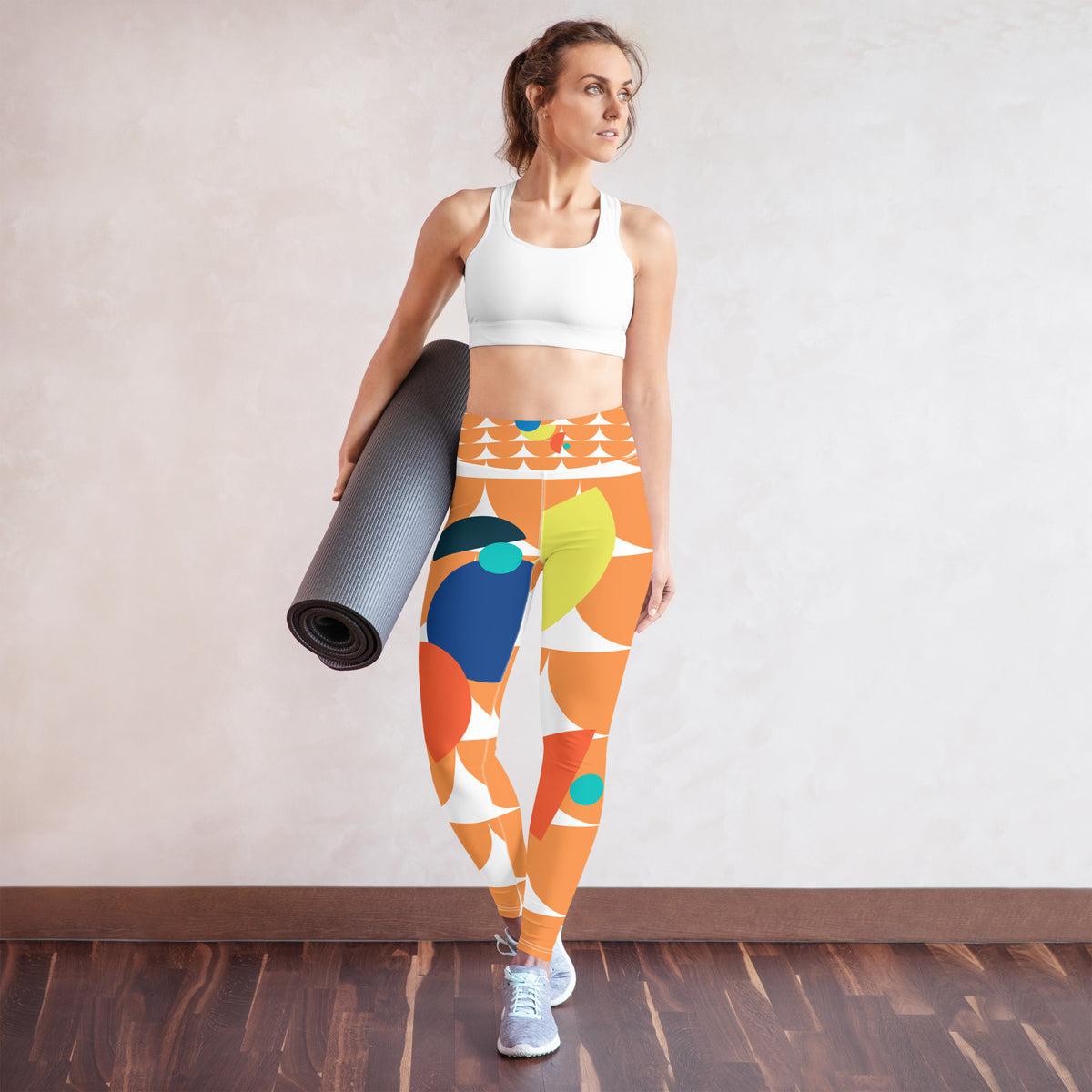 All-Over Print Yoga Leggings Mushrooms Orange Sea Buckthorn