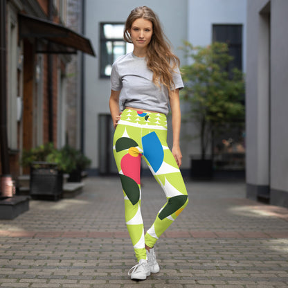 All-Over Print Yoga Leggings Mushrooms Green Mindaro