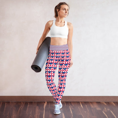 Yoga Leggings Blue and Red Triangles II