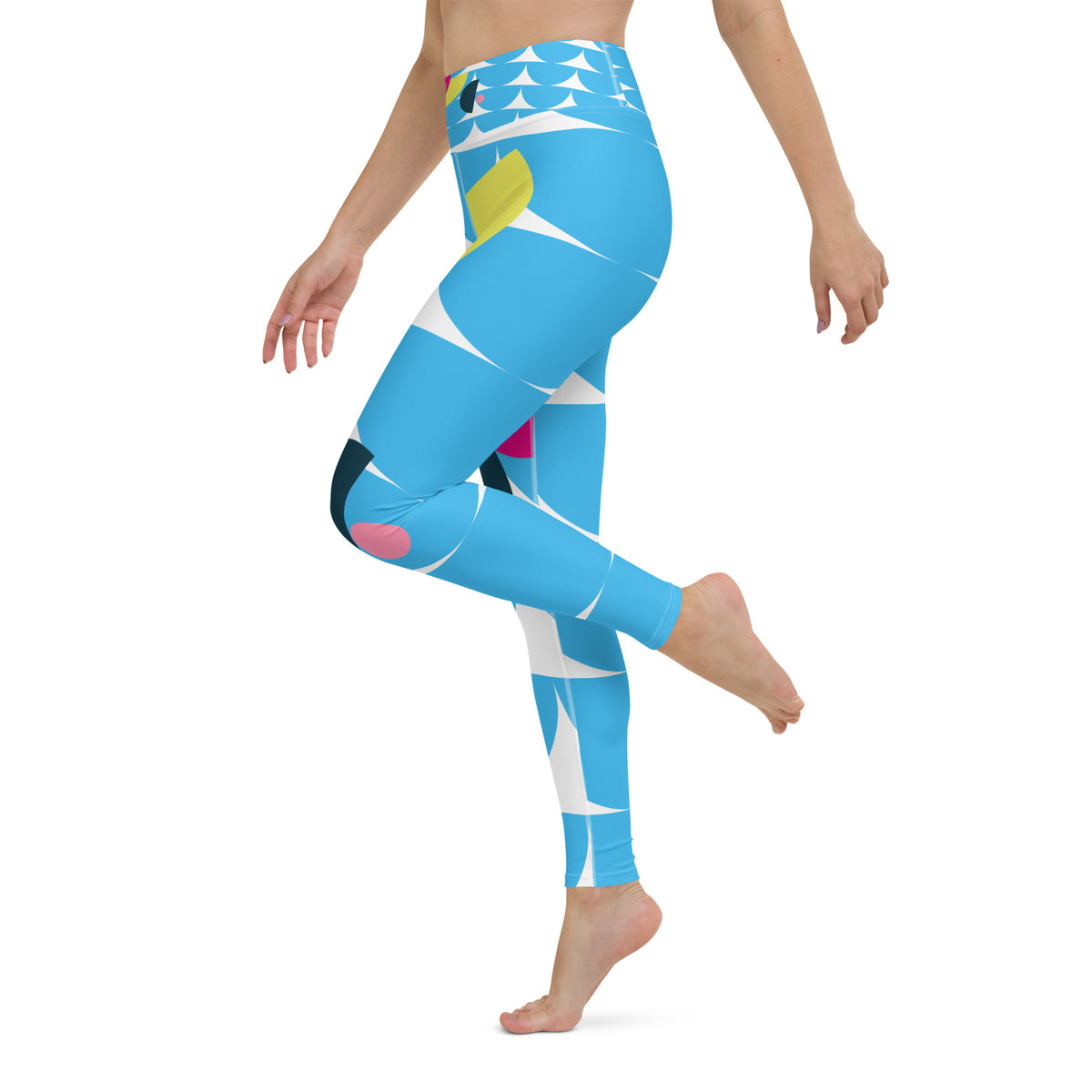 All-Over Print Yoga Leggings Mushrooms Deep Sky Blue