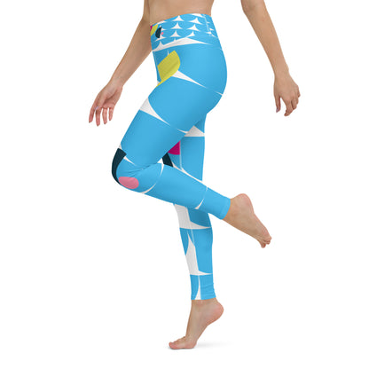 All-Over Print Yoga Leggings Mushrooms Deep Sky Blue