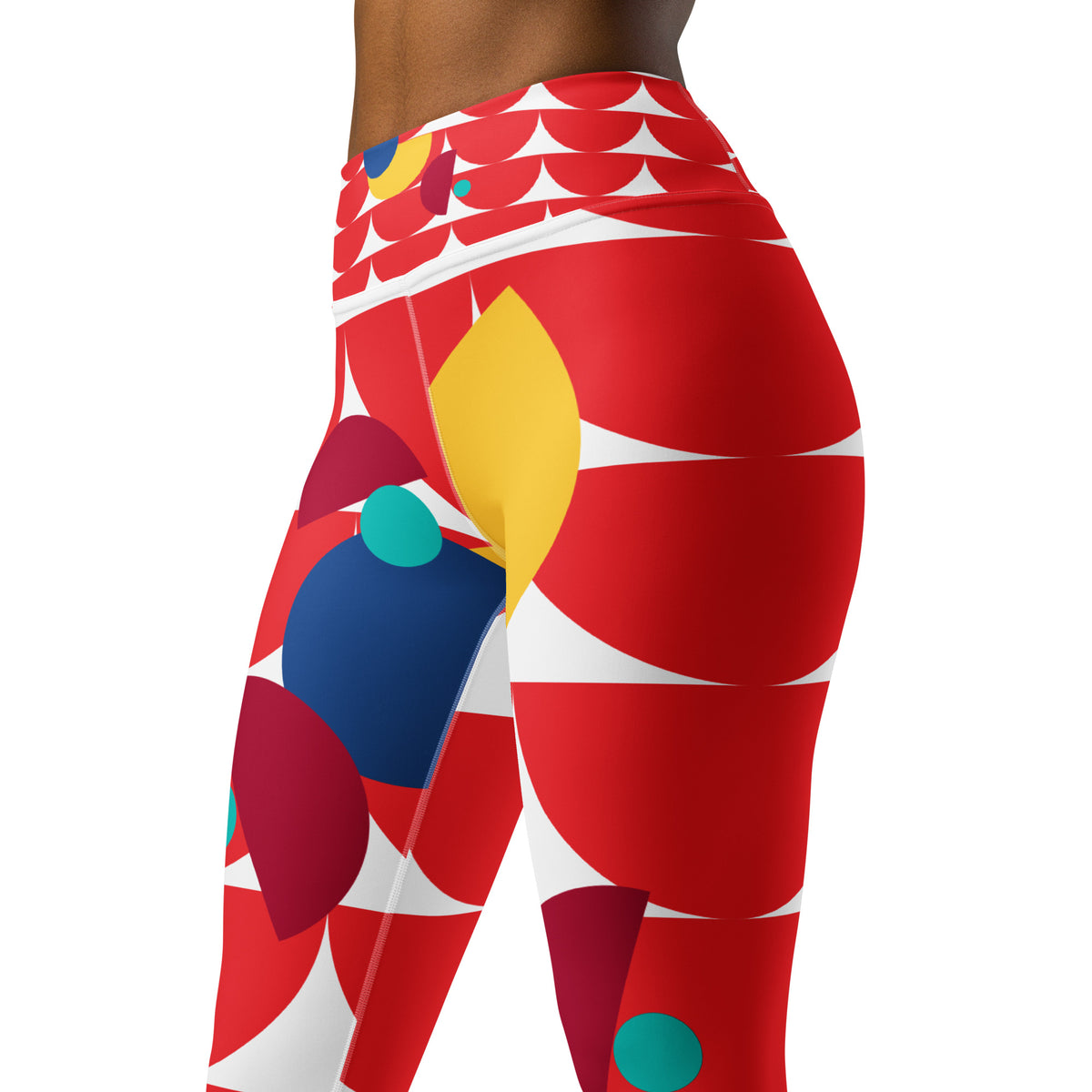 All-Over Print Yoga Leggings Mushrooms Red Alizarin