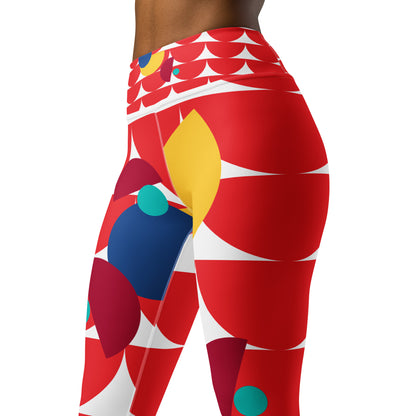 All-Over Print Yoga Leggings Mushrooms Red Alizarin
