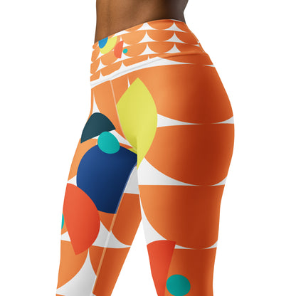 All-Over Print Yoga Leggings Mushrooms Orange Sea Buckthorn