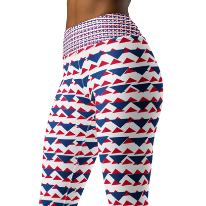 Yoga Leggings Blue and Red Triangles