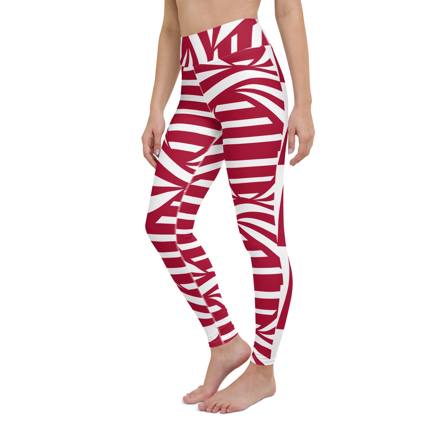 Yoga Leggings with Pocket Radom Stripes Carmine