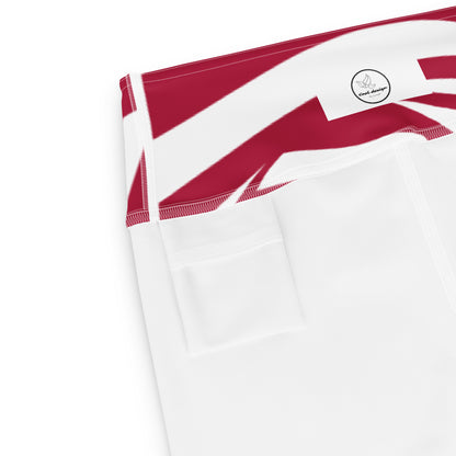 Yoga Leggings with Pocket Radom Stripes Carmine