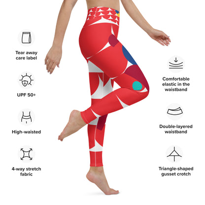 All-Over Print Yoga Leggings Mushrooms Red Alizarin
