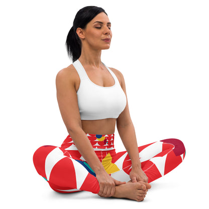 All-Over Print Yoga Leggings Mushrooms Red Alizarin