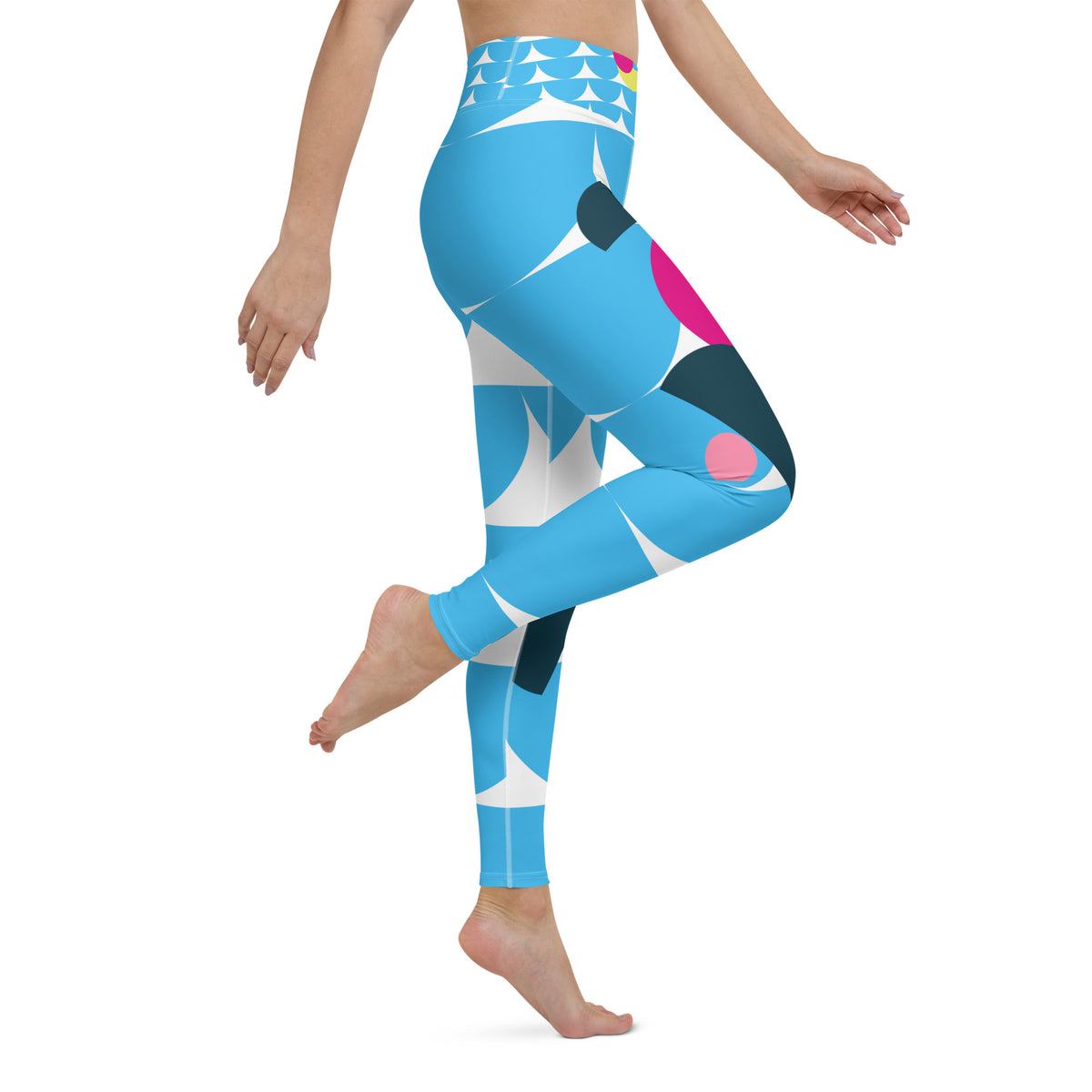 All-Over Print Yoga Leggings Mushrooms Deep Sky Blue
