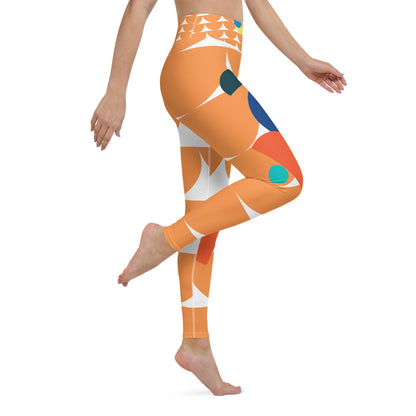 All-Over Print Yoga Leggings Mushrooms Orange Sea Buckthorn