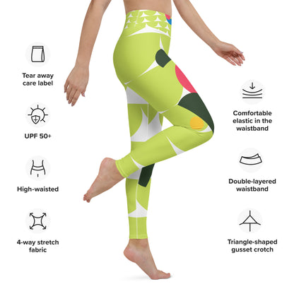 All-Over Print Yoga Leggings Mushrooms Green Mindaro