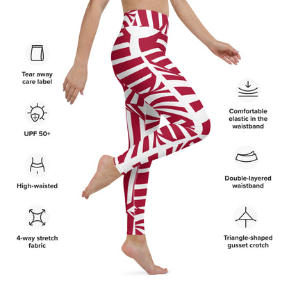 Yoga Leggings with Pocket Radom Stripes Carmine