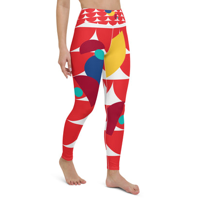 All-Over Print Yoga Leggings Mushrooms Red Alizarin